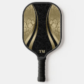 Black and Gold Dynamic Stripes Damasks Pickleball Schläger (Rückseite)
