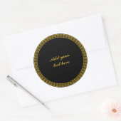 Black and Gold Elegance, Customize, Runder Aufkleber (Umschlag)