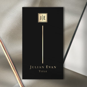 Black and Gold Elegane Luxe Monogram Business Card Visitenkarte