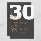 Black and Gold Elegant 30th Birthday Einladung (Vorne/Hinten)