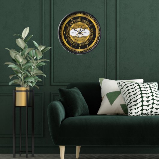 Black and Gold Elegant 40. Hochzeitstag Uhr