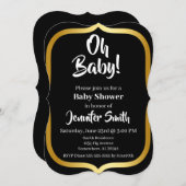 Black and Gold Elegant Baby Shower Einladung (Vorne/Hinten)