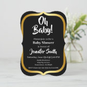 Black and Gold Elegant Baby Shower Einladung (Stehend Vorderseite)