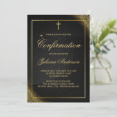 Black and Gold Elegant bestätigen Einladung (Stehend Vorderseite)