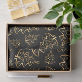 Black and Gold Elegant Christmas Trees Seidenpapier (Geschenk)