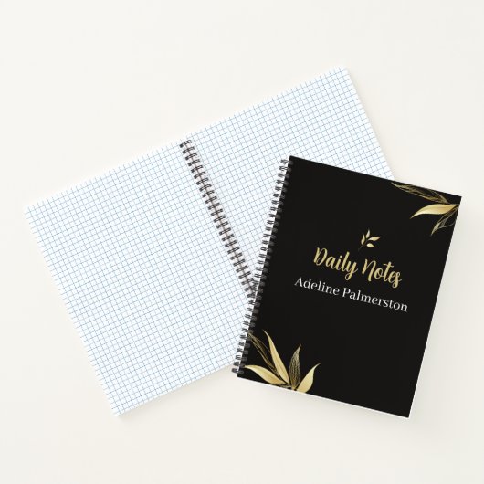 Black and Gold Elegant Daily Planner Notebook Notizblock (Innenseite)