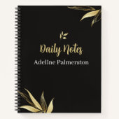 Black and Gold Elegant Daily Planner Notebook Notizblock (Vorderseite)