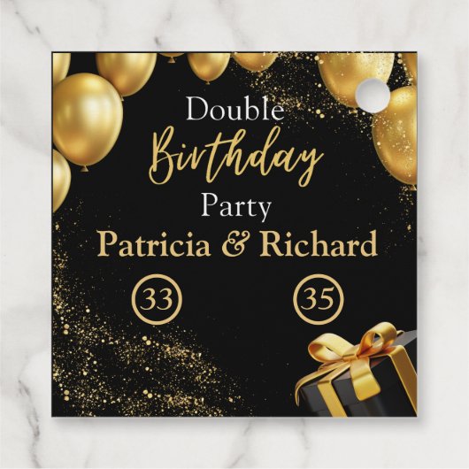 Black and Gold Elegant Geschenkanhänger (Rückseite)