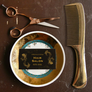 Black and Gold Elegant Luxury Style Hair Salon Visitenkarte