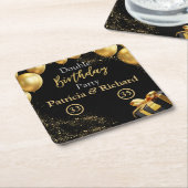 Black and Gold Elegant Rechteckiger Pappuntersetzer (angewinkelt)