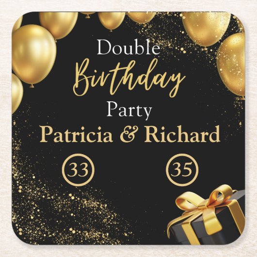 Black and Gold Elegant Rechteckiger Pappuntersetzer (Vorderseite)