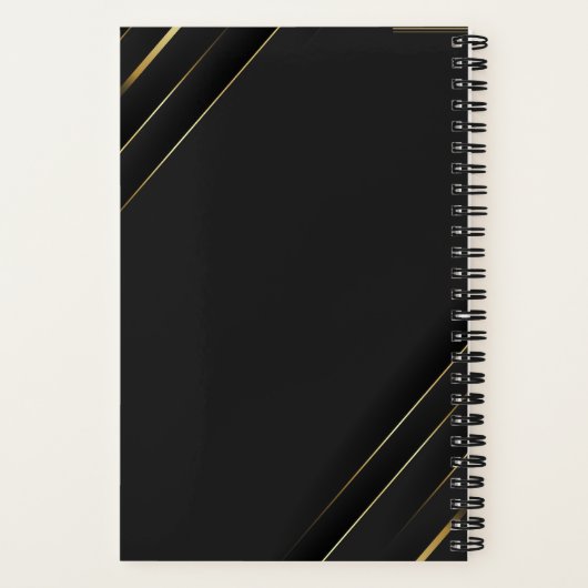 Black and Gold elegant Spiral Notebook. Notizblock (Rückseite)