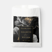 Black and Gold Elegante Blumenhochzeit Vielen Dank Geschenktütchen (Vorderseite)