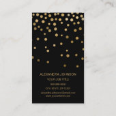Black and Gold Elegante Confetti Makeup Artist Visitenkarte (Rückseite)