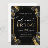 Black and Gold Elegante Einladung zum Geburtstag (Vorne/Hinten)