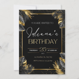 Black and Gold Elegante Einladung zum Geburtstag