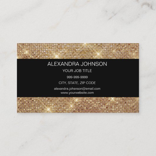 Black and Gold Elegante Funkelnd Makeup Artist Visitenkarte (Rückseite)
