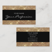Black and Gold Elegante Funkelnd Makeup Artist Visitenkarte (Vorne/Hinten)