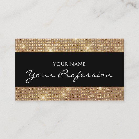 Black and Gold Elegante Funkelnd Makeup Artist Visitenkarte (Vorderseite)