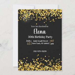 Black and Gold Elegante Geburtstagsparty Einladung