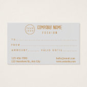 Black and Gold elegante Geschenkkarte (Rückseite)