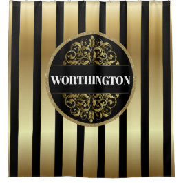Black and Gold Elegante SHOWER CURTAIN Duschvorhang