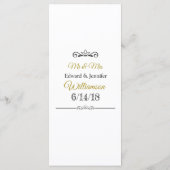 Black and Gold Elegante Wedding Menu Card Menükarte (Rückseite)