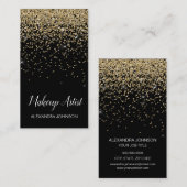 Black and Gold Eleganter Glitzer Makeup Artist Visitenkarte (Vorne/Hinten)