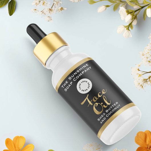 Black and Gold Face Oil Flasche Label mit Logo