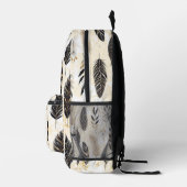 Black and Gold Feather Printed Backpack Bedruckter Rucksack (Rechts)