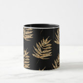 Black and Gold Fern Leaf Muster Kaffee Tasse (Zentrum)