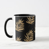 Black and Gold Fern Leaf Muster Kaffee Tasse (Links)