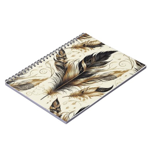 Black and Gold Fether Design Notebook Notizblock (Linke Seite)