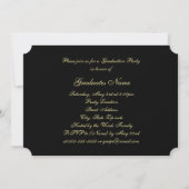 Black and Gold Floral Button 2025 Graduation Party Einladung (Rückseite)