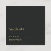 Black and Gold Floral Geometric Hydrangea Quadratische Visitenkarte (Rückseite)