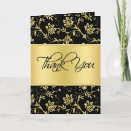 Black and Gold Floral Vielen Dank Karte