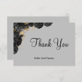 Black and Gold Floral Vielen Dank Karten (Vorne/Hinten)
