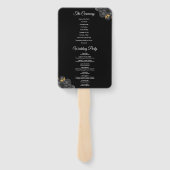 Black and Gold Floral Wedding Program Hand Fan Fächer (Rückseite)