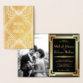 Black and Gold Foil Art Deco Einladung zur Hochzei (Anzeige)