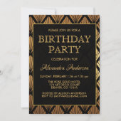 Black and Gold Foil Art Deco Geburtstagsparty Einladung (Vorderseite)