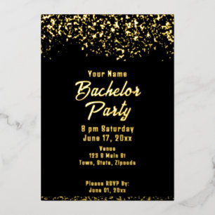 Black and Gold Foil Bachelor Party Folieneinladung