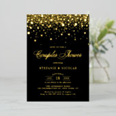 Black and Gold Foil Confetti Dots Couples Dusche Folieneinladung (Stehend vorne)
