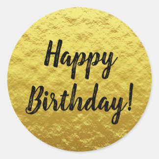 Black and Gold Foil Custom Happy Birthday Runder Aufkleber