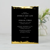 Black and Gold Foil Elegantes Hochzeitspazieren Folien Feiertagskarte (Stehend vorne)