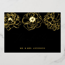 Black and Gold Foil Floral Wedding Dankeschön Kart Folieneinladung
