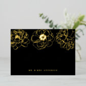 Black and Gold Foil Floral Wedding Dankeschön Kart Folieneinladung (Stehend vorne)