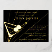 Black and Gold Foil Martini Junggeselinnen-Abschie Folieneinladung (Vorderseite)
