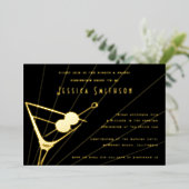 Black and Gold Foil Martini Junggeselinnen-Abschie Folieneinladung (Stehend vorne)