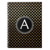 Black and Gold Foil Monogram Heart Notebook Notizblock (Vorderseite)