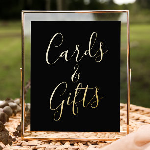 Black and Gold Foil Script Hochzeitskarten und Ges Foliendrucke